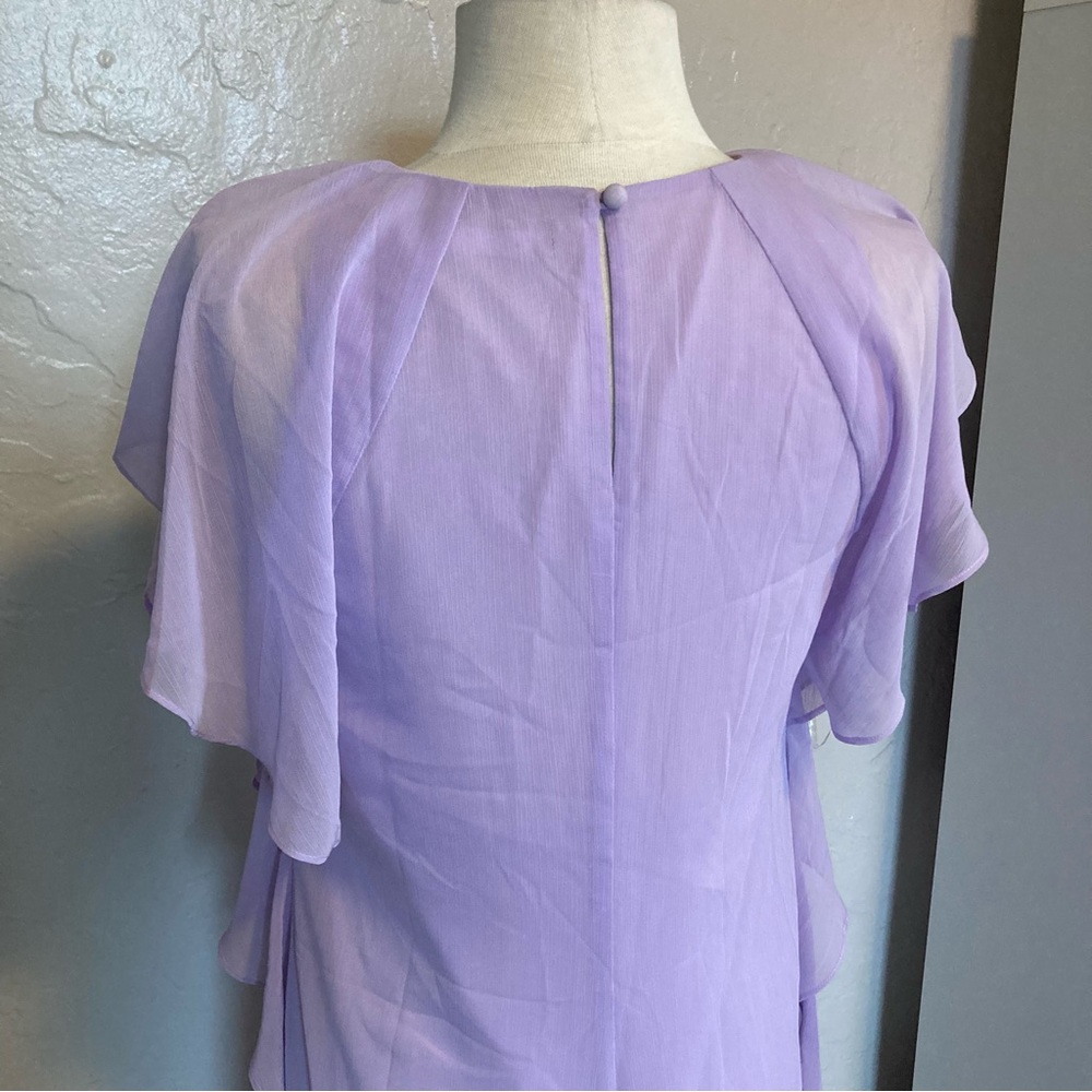 NEW!  Lauren Ralph Lauren Ruffled Olokun crepe Dress in ‘violet’ - Picture 10 of 13